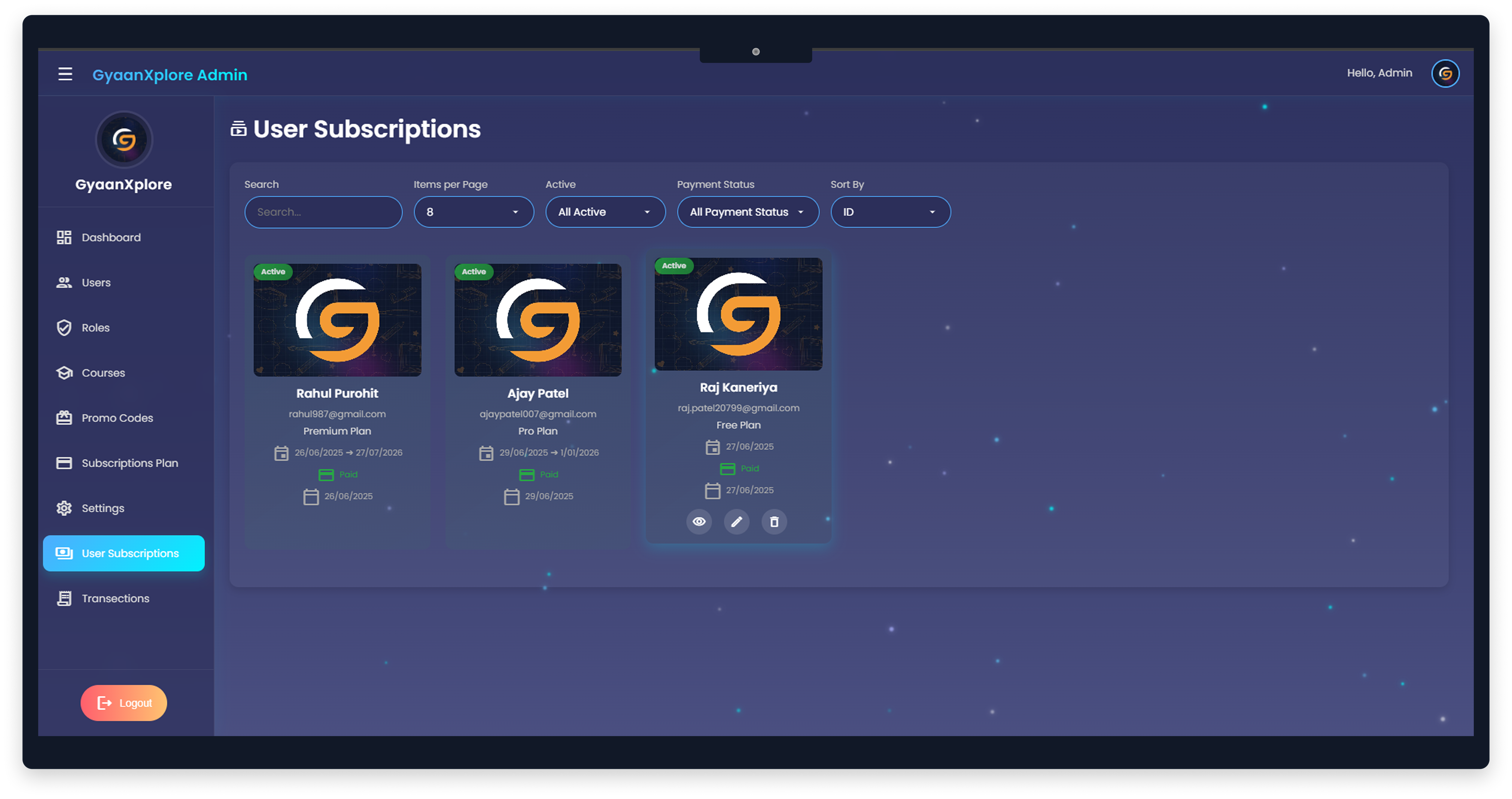 User Subscriptions